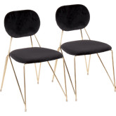 Gwen Dining Chair in Black Velvet & Gold Metal (Set of 2)
